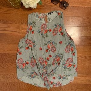 Pink and Clover Floral and Striped Tank | Sz. XL